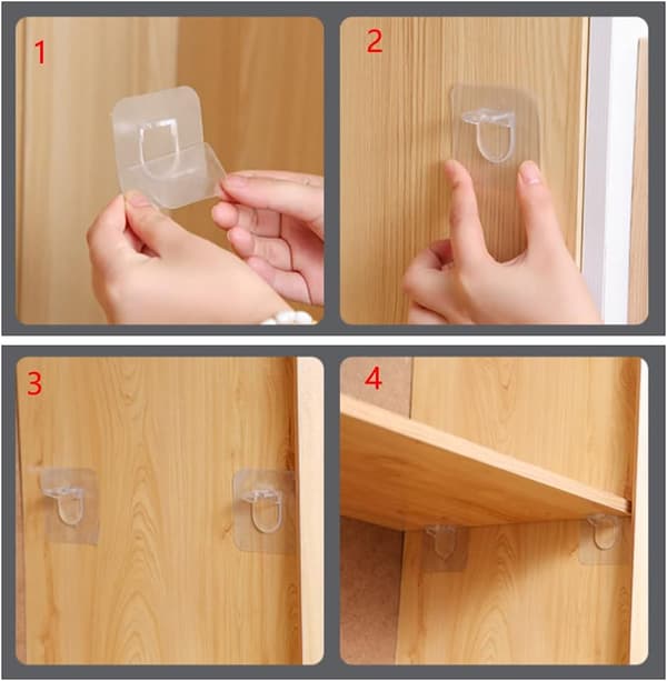 20 Punch-Free Wardrobe Dividers with Adhesive Hooks