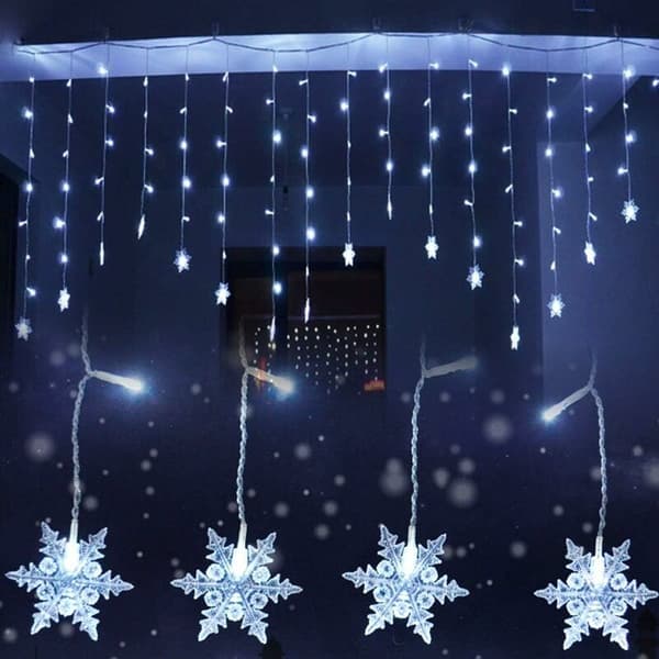 Snøfnugg lyslenke, 4M 100 LED-lys 8 lysmoduser, vindusdekorasjon, jul, bryllup, bursdag, hjem, kaldhvit?