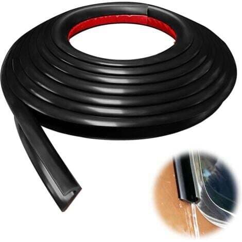 RV Gutter, 5 Meter J-Shaped Protective Strip PVC Gutter, Self-Adhesive Rain Deflector for RVs and Doors (Black) (FMY)