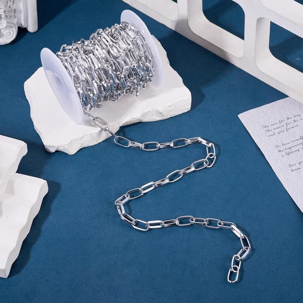 5m aluminiumkabelkedja metallspole silverhalsband