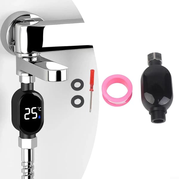Termometer 0–99°C rækkevidde, 304 interface, bad og baby - digitalt brusebad med LED farvekodet display, rustfrit stål for sikkerhed down