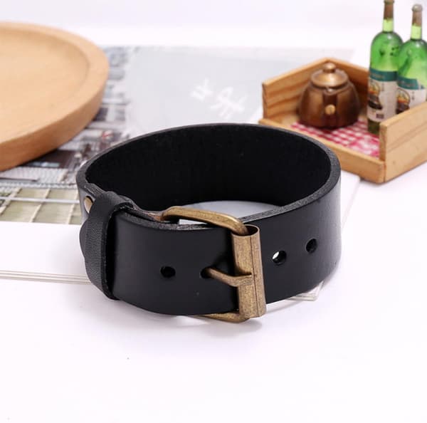 Justerbart læderarmbånd Sort Enkelt Retro Smykker