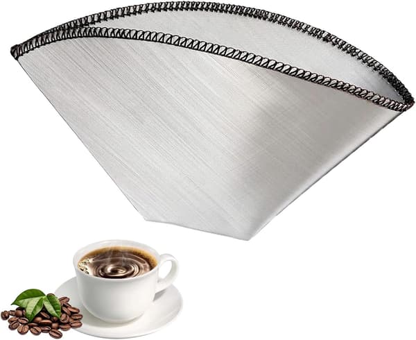 Genanvendeligt kaffefilter i rustfrit stål, finmasket kegle 4-6 kopper, foldbart papirløst filter til tilberedning af varme espressodrikke