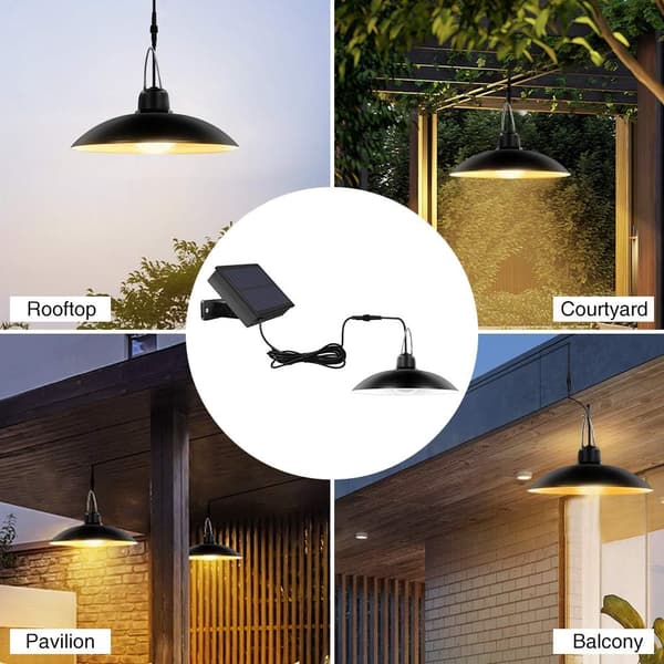 Solar Lights Outdoor Indoor, Remote Control Solar Powered Ceiling Lights IP65 Waterproof (Black)
