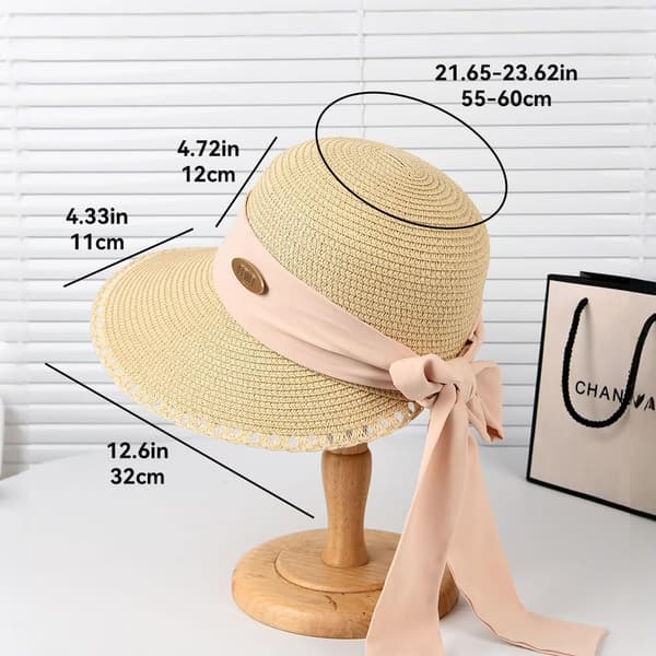 Dame stråsolhatt bred brem UV-beskyttelse sommer strandhatter for reise gårdsarbeid rosa Pink