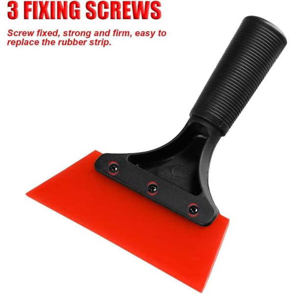 Small Rubber Squeegee, Window Tinting Rubber Water Blade, Shower Squeegee with Non-Slip Handle, Tool Accessories (Red)