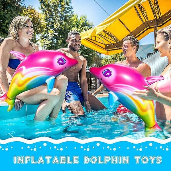 Delfin Regnbue Oppustelig Pool Legetøj 91 cm Farverig Pink Poolkant