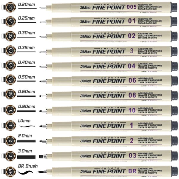 Precision Fineliner Pens - 12-pack for Drawing & Sketching