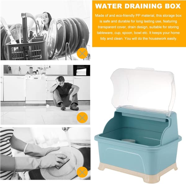 Kitchen Dish Rack with Lid, Nursing Bottle Storage Box, Countertop Kitchen Utensil Cutlery Box