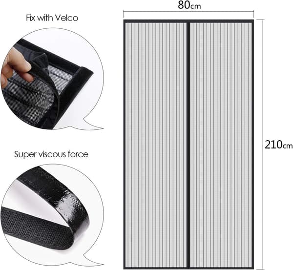 Magnetic Mosquito Net Door 80x230cm, Black