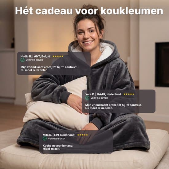 JAXY Oversized Bærbar Teppe-hettegenser, Sherpafleece-fôret med Store Lommer, Én Størrelse Gave til Menn og Kvinner, Grå
