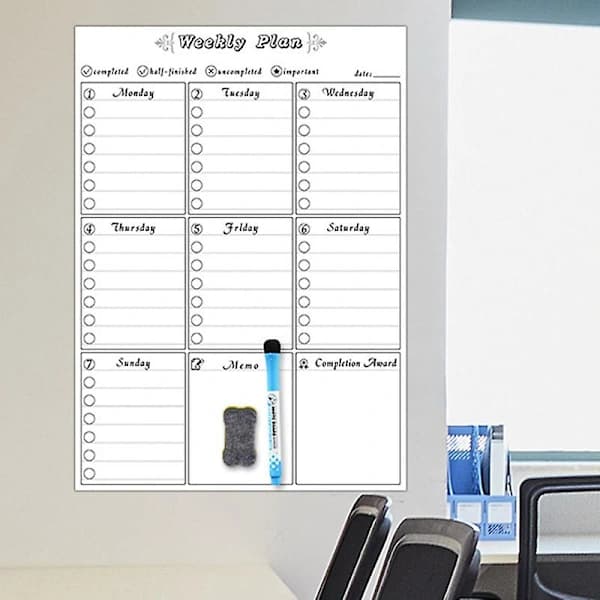 (pow yeah!) Slettbar Kalender for Kjøleskap Magnetisk Whiteboard Kalendere Måneds-/Ukeplanlegger [HkkK] B