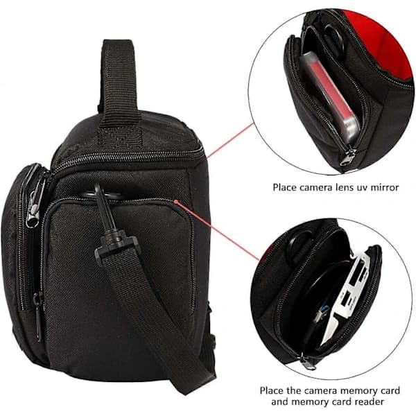(pow yeah!) Camera Shoulder Bag, Waterproof Camera Case with Adjustable Shoulder Strap, Portable Camera Bag, Compatible for Nikon, Canon, Sony, etc (Black)