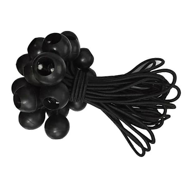 (pow yeah!) Elastisk strikk med høy elastisitet, ball, teltstropper, campingtilbehør, svart, 15 cm for utendørsaktiviteter, 25 stk