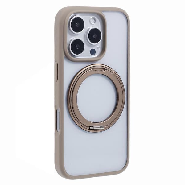 Til iPhone 16 Pro Max Mobilcover Ringholder Stativ PC+TPU Mobilcover - Titanium Guld