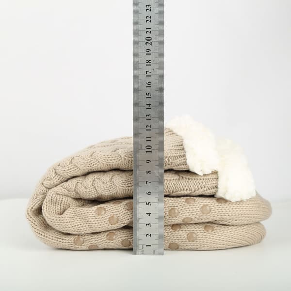 1 Pair (Light Brown) Women's Knitted Wool Socks, Soft Wool-Lined Plush Warm Socks with Grips, Comfortable Non-Slip Socks for Indoor Sleeping
