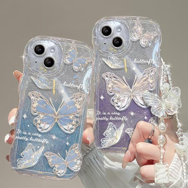1 st Sött Fjärilsglitter Telefonskal för iPhone 14 Pro Max