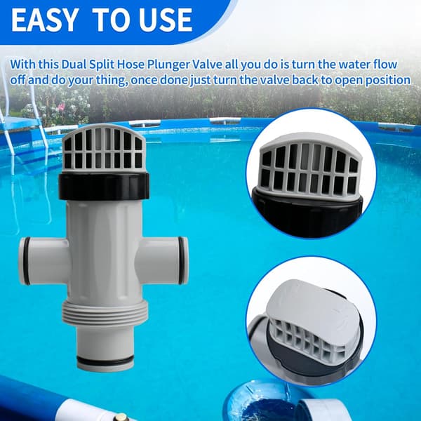 Compatible 11872 Dual Split Hose Suction Valve for Intex Replacement Pool Part Accessory Connection for Above Ground Pool and Pool Pump Maintenance