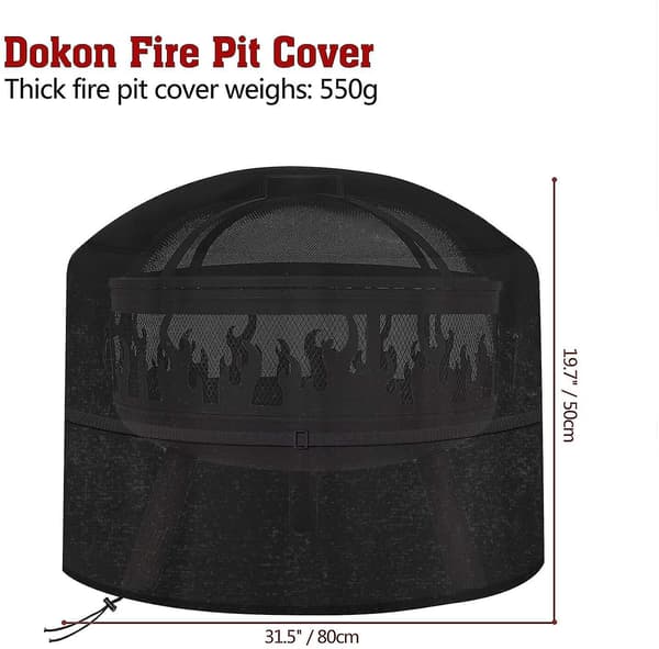 Large Fire Pit Cover, Waterproof, Windproof, Anti-UV, Heavy Duty Tear Resistant 600d