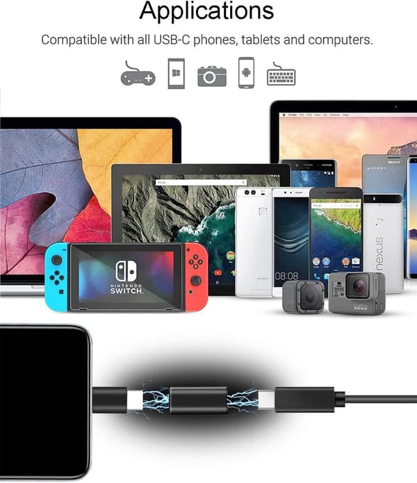 2 kpl USB C -liitin, tyyppi C naaras–naaras-sovitin, USB-C USB 3.1 -jatkoliitin tabletille, C