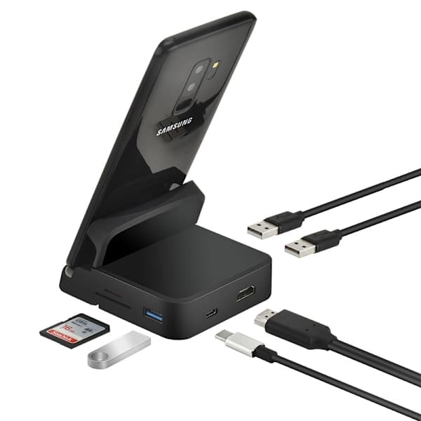 USB-C Hub Dockingstasjon Telefonstativ Dex Pad Stasjon USB-C Kompatibel Dock Strømlader Kit