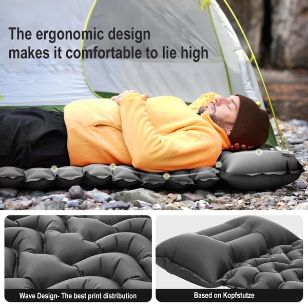 Sleeping Pad, Ultralight Camping Mattress with Pillow, Built-in Foot Pump Inflatable Sleeping Pad Compact for Camping Backpacking