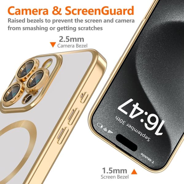 Tech-Protect iPhone 16 Pro Max Deksel MagSafe MagFlex Glansfull Gull 40