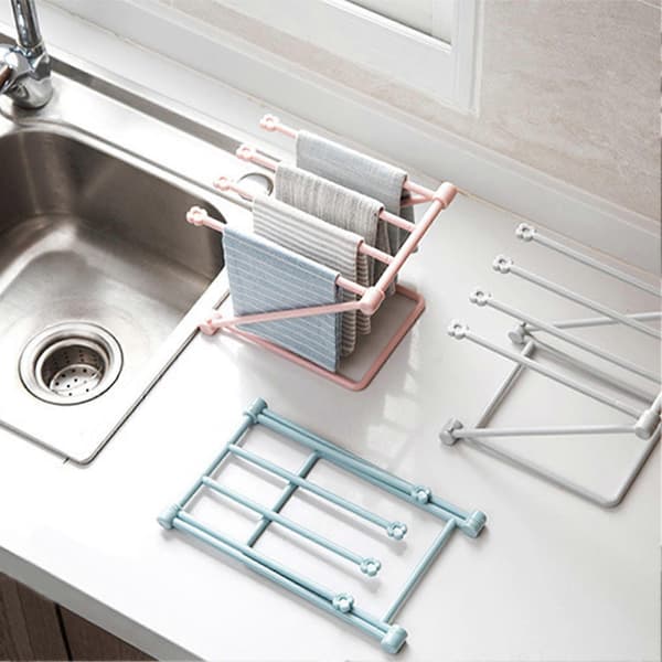 Dishcloth Holder Foldable Towel Rack Vertical Dishcloth Storage Rack for Kitchen (FMY)