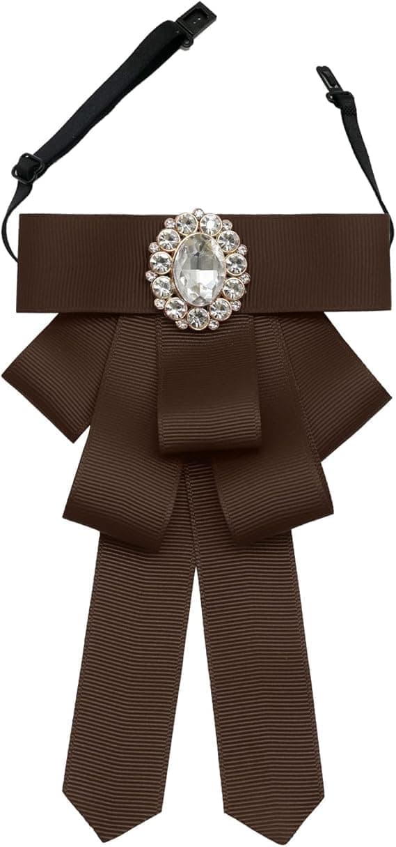 Bow Tie - Shirt Collar - 16 x 9.5 cm - Pre-tied - Corset Accessory - Adjustable Bow Tie - Women's Accessory - Classic and Versatile Coffee Brown
