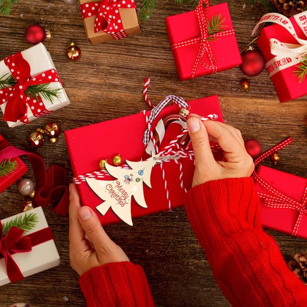 30 st julgransprydnader i trä, DIY-träprydnader med snöre f