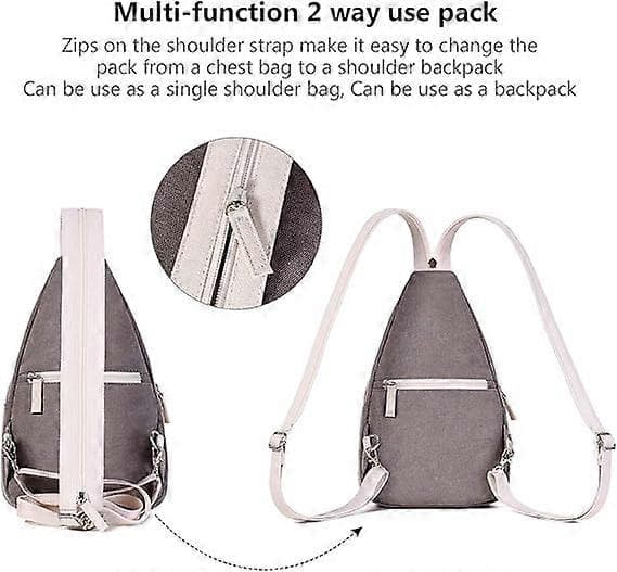 Mini Dame Sling Taske Bryst Skuldertaske Canvas Casual Daypack (Grå)