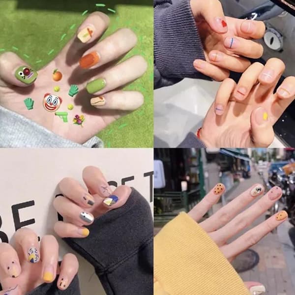6 stk. Nail Art Dekaler med Lim - Regnbuedekaler T-514 Make Up