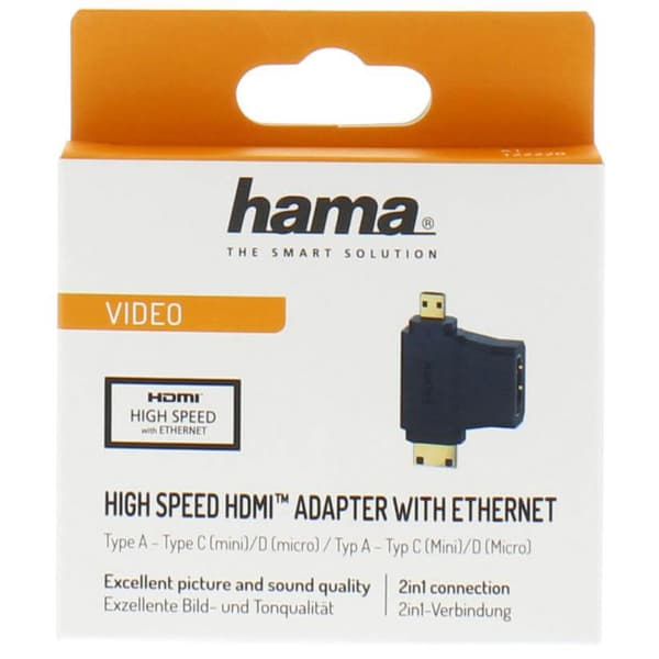 Adapter HDMI - HDMI Mini og HDMI Micro Gull Svart