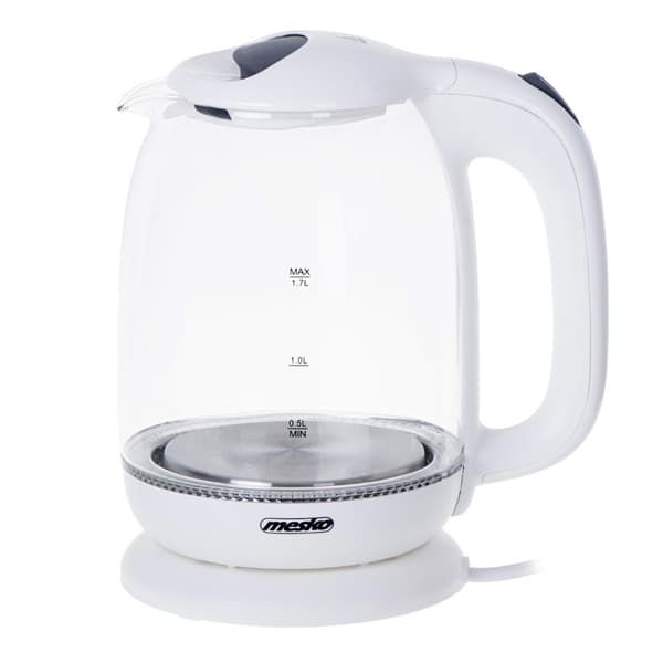Mesko Vattenkokare i glas 1,7L 2200W - Vit Transparent, Vit