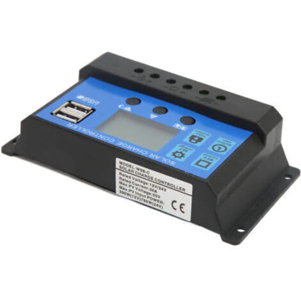 12V/24V Solar Charge Controller, USB Port, Overload Protection Panel, 10A Battery Regulator with LCD Display