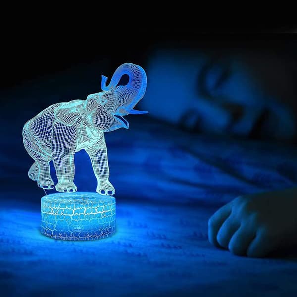 Elefant 3D optisk illusjonslampe, 3D nattlampe, elefantgave bursdagsgave