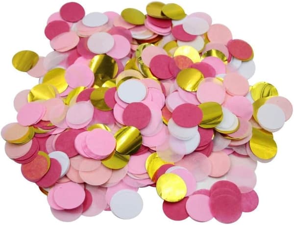 Litet cirkelkonfetti för festdekoration 10 mm - Förpackning med 20 gram - Rosa