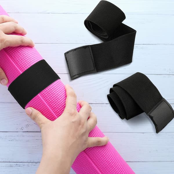 4 stk. nylon yogamåtte rem bungee bånd til opbevaring, sort