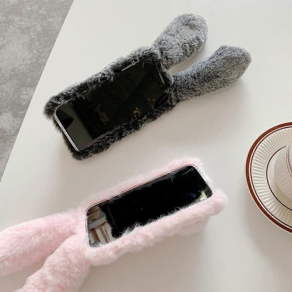 Furry Rabbit Ear Phone Cover for Phone with Plush Material Compatible 13[DB]