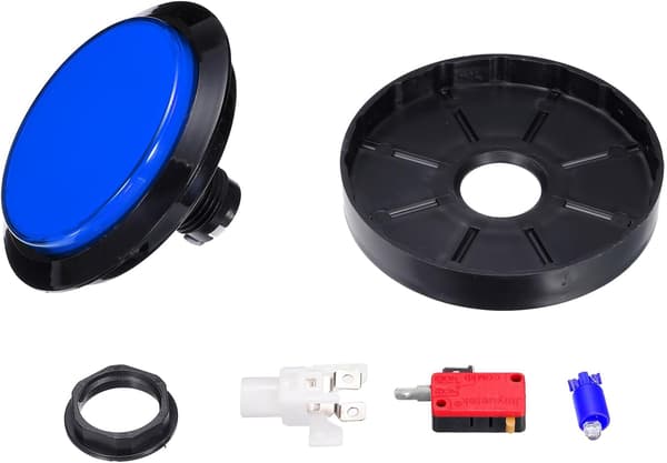 Starts Arcade-knapper ABS mikrobryter flat stor sirkel med lys for videospilldeler DC 12V blå - blå Blue