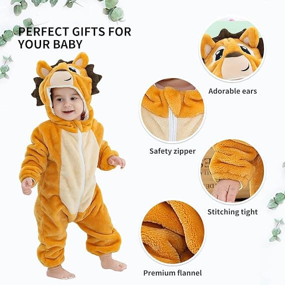 （2）Passar för längd 110 cm Baby Onesies Djurpyjamas Jumpsuit