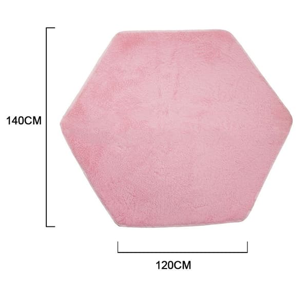 Prinsesse Telt Barnematte, Rosa Fluffy Matte for Jenter Slott, Heksagon