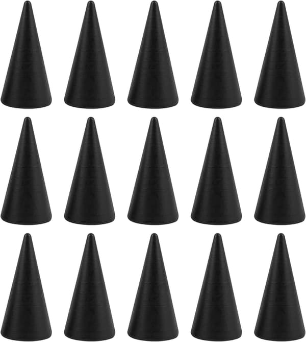 15-pack Trä Koner Ringhållare Smyckesdisplayställ Vertikal Formad Trä för DIY Hantverk