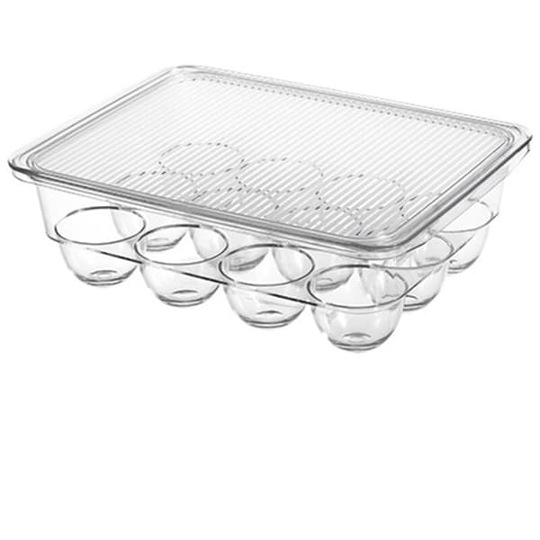 Transparent 12 Gallon Refrigerator Egg Box with Lid Kitchen Fresh Separate Storage Preservative Food Egg Tray