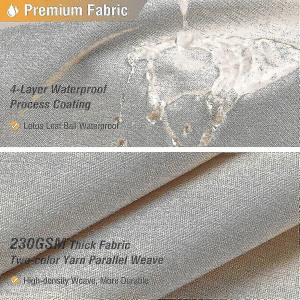 Extra Long 180 x 210 cm Beige Cream Linen Textured Polyester Shower Curtain with 12 Hooks