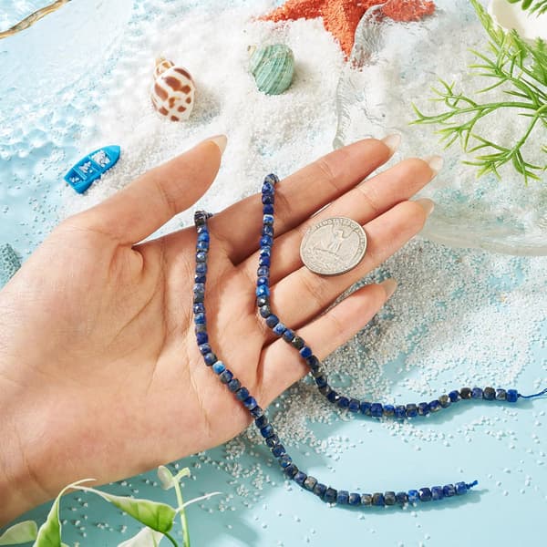 1 streng naturlige terning Lapis Lazuli perler 4mm stenperle | Blå Blue 3