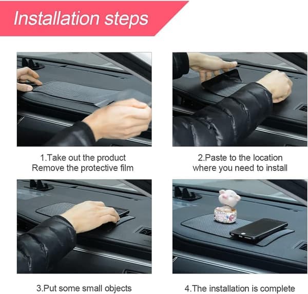 Non-slip mat for car dashboard, 27 x 15 cm, universal non-slip mat for car dashboard. [Ho]