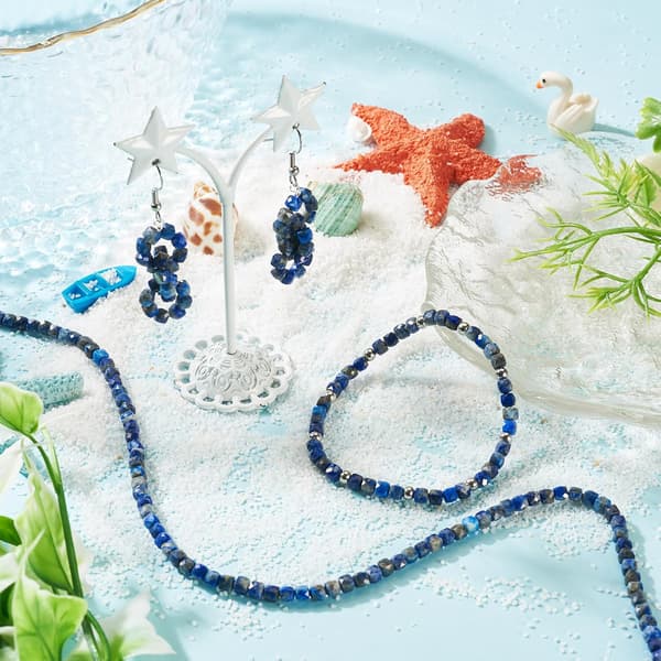 1 streng naturlige terning Lapis Lazuli perler 4mm stenperle | Blå Blue 3