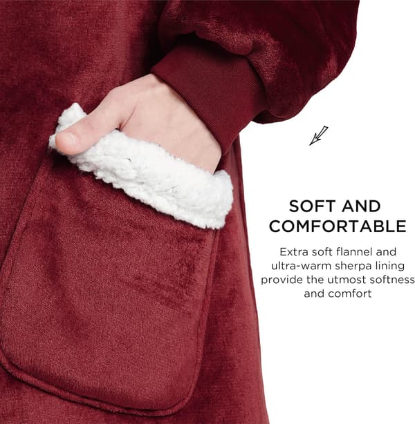 Bærbar fleecetrøye - Sherpa Fleece Hettegenser Teppe for A