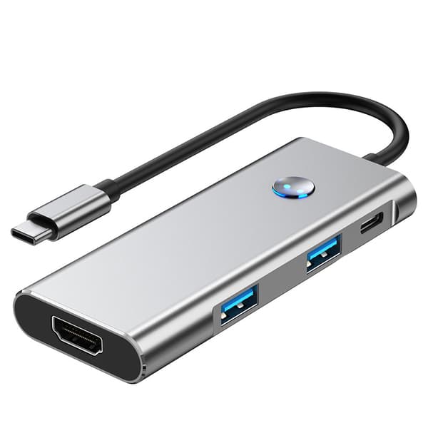 6-i-1 USB-C Hub 4K/60Hz USB 3.2 10G Dataoverførsel Grå